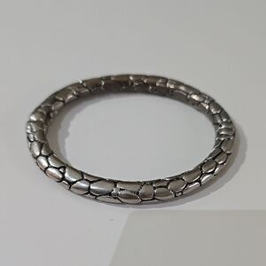 Textured Silver Bangle Bracelet